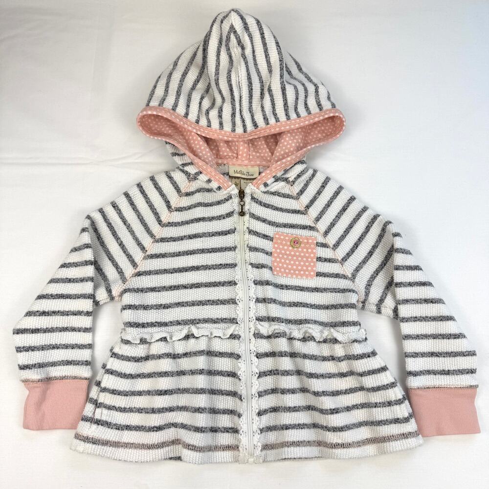 Matilda Jane Secret Handshake Hooded Zip Up Sweater Prairie Cottage Girl Size 2